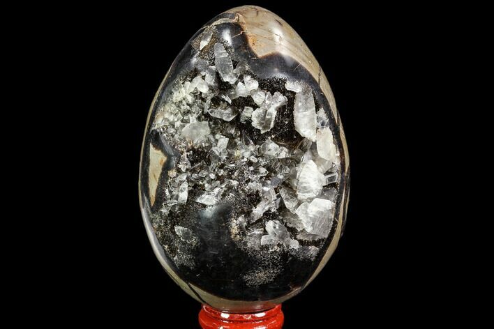 Septarian Dragon Egg Geode - Black Crystals #109971